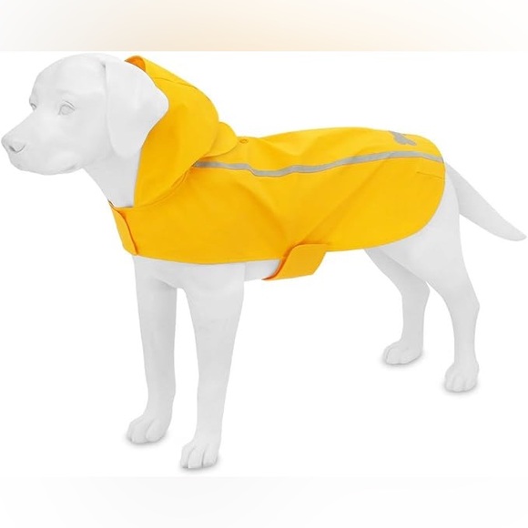 Yellow Dog Raincoat with Reflective Design - Picture 4 of 5